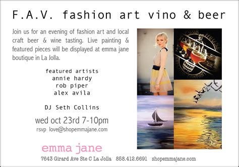 A Fav Event Fashion Art Vino And Beer At Emma Janes La Jolla Store