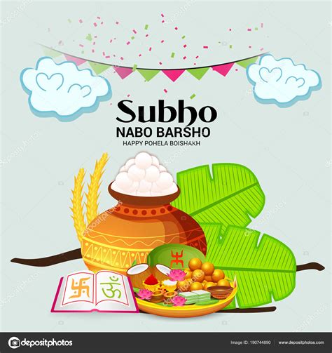 Vector Illustration Background Bengali New Year Subho Nabo Barsho Happy