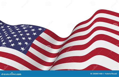 The Us Flag Flapping In The Wind Vector Illustration Stock