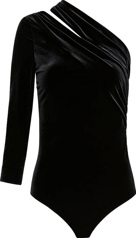 Carla Zampatti Shoulder Velvet Bodysuitzampatti Shopstyle Tops