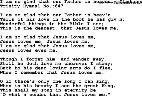 Trinity Hymnal Hymn I Am So Glad That Our Father In Heaven Gladness Lyrics Midi And Pdf