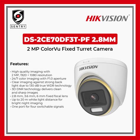 Hikvision DS 2CE70DF3T PF 2 8MM 2 MP ColorVu Fixed Turret Camera