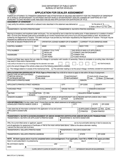 Ohio Form Bmv 3774 Fillable Form Printable Forms Free Online