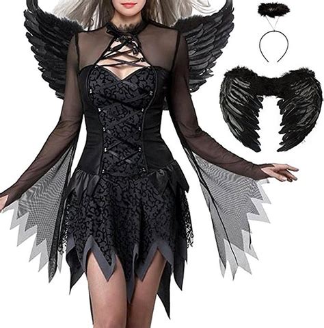 Onamano Halloween Womens Dark Angel Devil Costume Ghost