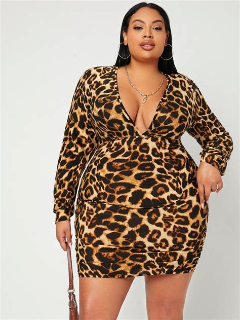 Multicolor Sexy Long Sleeve Polyester Leopard Bodycon Medium Stretch