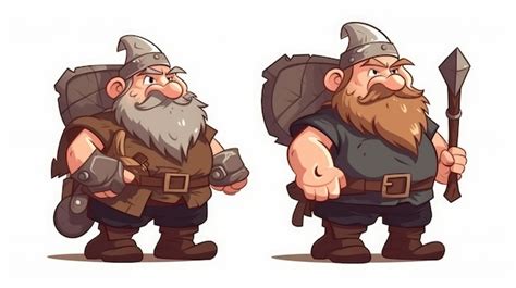 Premium Ai Image Cartoon Dwarf On White Background