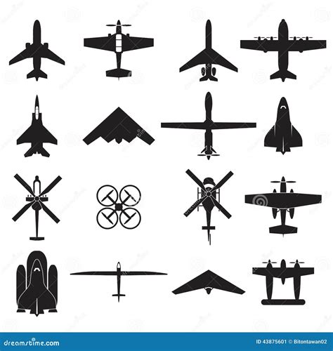 Airplane Icons Set Stock Vector Illustration Of Helicopter 43875601