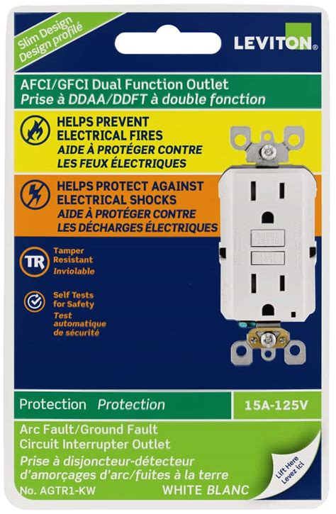 Leviton Agtr1 742 Smartlockpro Dual Function Afcigfci Outlet 15a 125v Self Grounding Clip