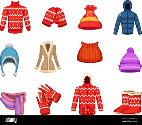 Vector Illustrations Of Winter Clothes Collection Winter Collection