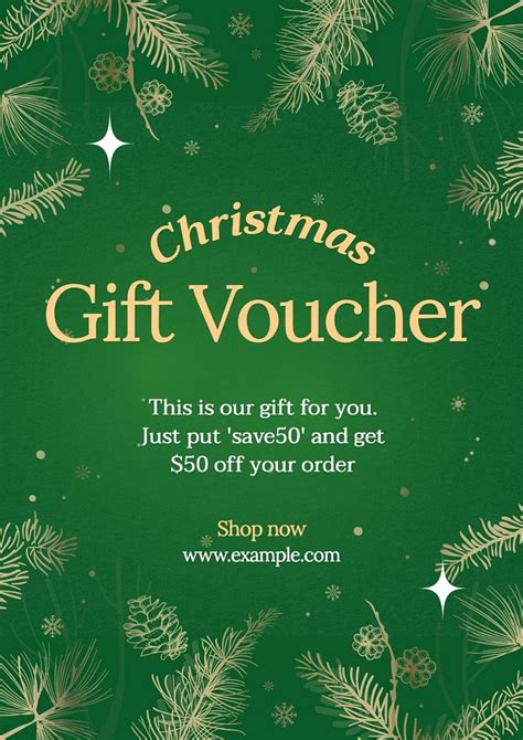 Christmas Gift Voucher Poster Template Premium Editable Template