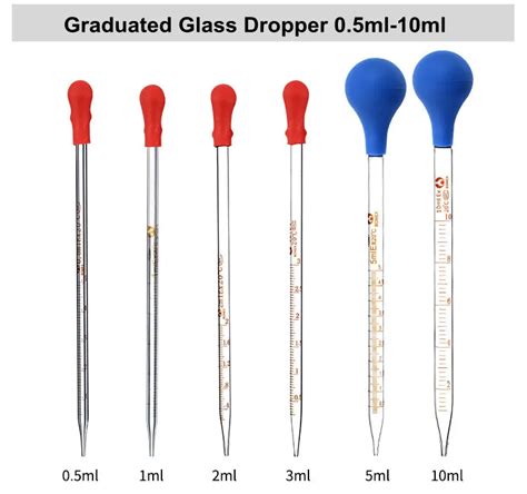 Glass Scale Line Dropper Pipette Lab Dropper Dropping Pipet Blue Rubber