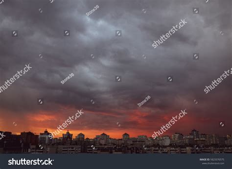 Dramatic Stormy Sunset Sky Clouds Over Stock Photo 1823376575 ...