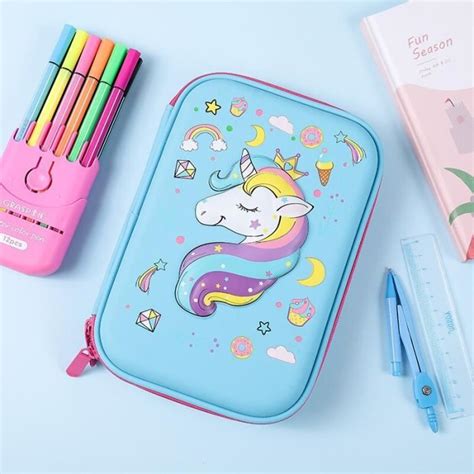 Trousse Scolaire Bo Te Crayons Licorne Grande Capacit Trousse