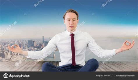 Man Meditating peaceful over city — Stock Photo © Wavebreakmedia #147689117