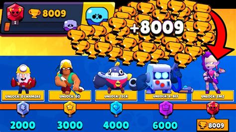 Nonstop To 8000 Trophies Without Collecting Trophy Road Brawl Stars Youtube