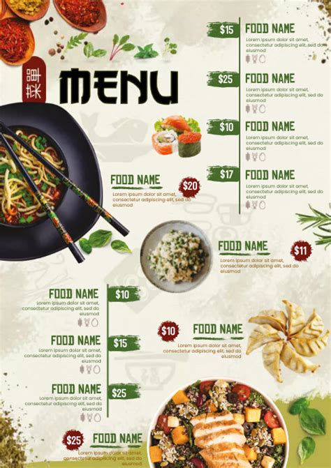 Chinese Food Menu Template Postermywall