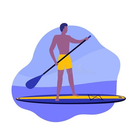 Man On A Sup Board With A Paddle Vector Art Stock Vector