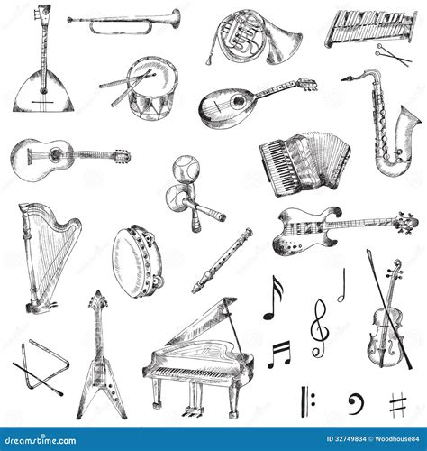 Set Of Music Instruments Stock Vector Illustration Of Instrument