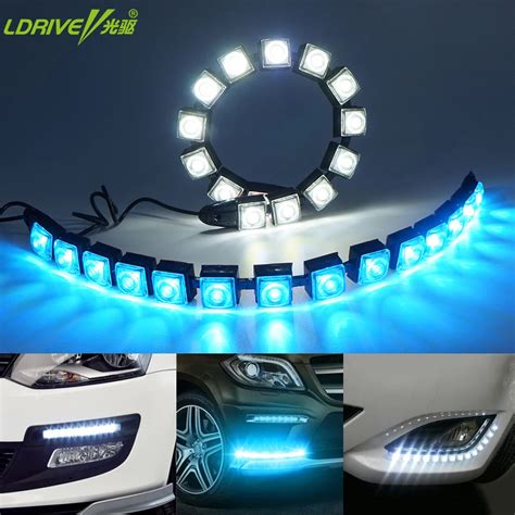 Car COB LED DRL Driving Fog Light Flexible Daytime Running Light With