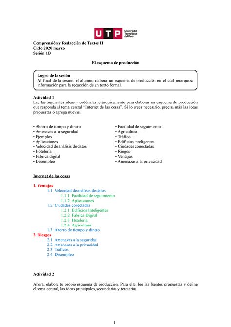 S S Tarea B El Esquema De Producci N Comprensi N Y Redacci N