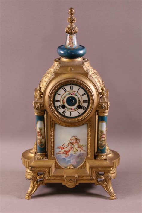 French Gilt Metal Mantle Clock Redlands Antique Auction