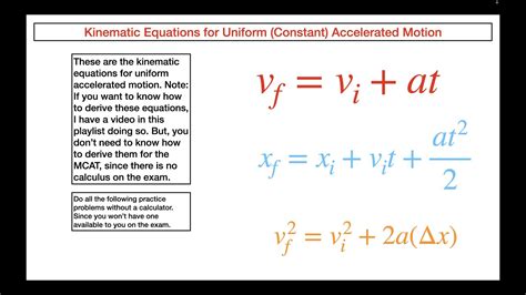 Equations Of Uniform Accelerated Motion Youtube