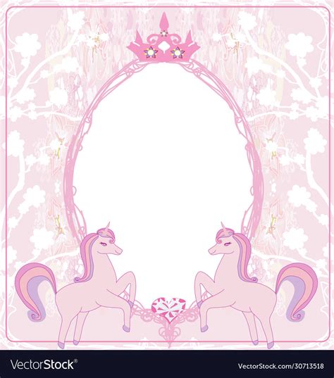 Decorative Birthday Frame With Unicorns Royalty Free Vector