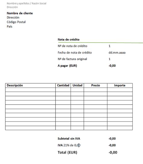 Formato De Una Nota De Credito En Excel Financial Report