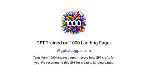 GPT Trained On 1000 Landing Pages GPTs Author Description Features