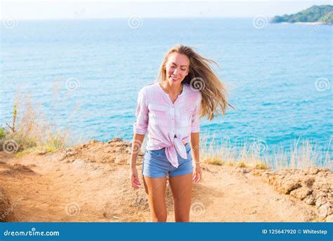 Portrait Happy Smiling Blonde Girl Having Fun Stock Photo Image Of Naturalness Outdoor