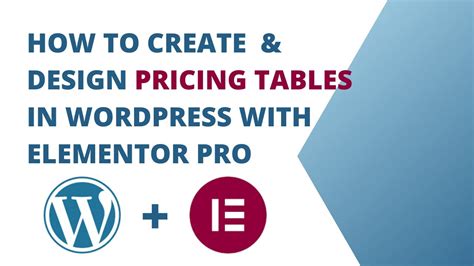 How To Create Attractive Pricing Tables With Elementor Pro YouTube