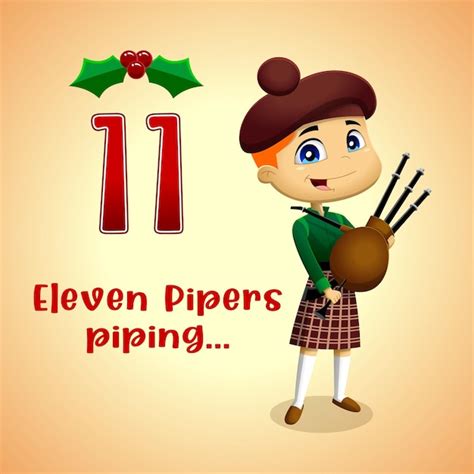 Premium Vector The 12 Days Of Christmas 11th Day Eleven Pipers