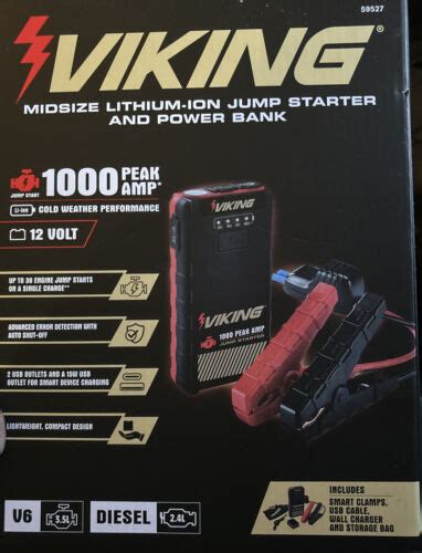 Viking 1000 Peak Portable Lithium Ion Jump Starter And Power Pack