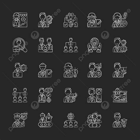 Black Background Set Of Chalk White Icons Representing Company