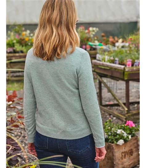 Sage Marl Cashmere Merino V Neck Knitted Jumper Woolovers Uk