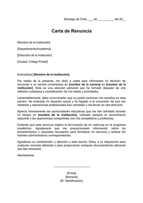 ᐅ Carta de Renuncia a una Carrera Universitaria Ejemplos