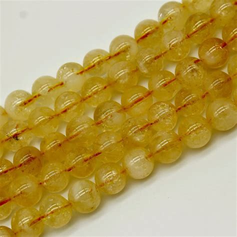 Natural Citrin E Yellow Quartz 6 8mm 10mm Smooth Round Beads For