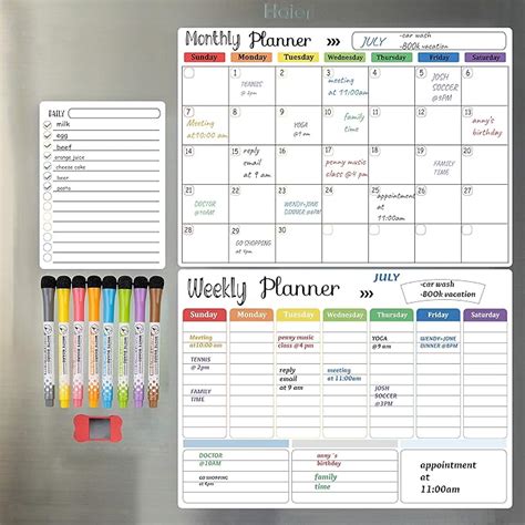 Amazon Hivillexun Magnetic Dry Erase Calendar Whiteboard Set