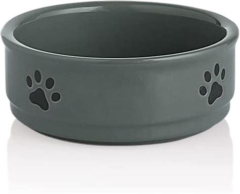 Sweejar Ceramic Dog Bowls With Paw Pattern Dog Food Dish For Small