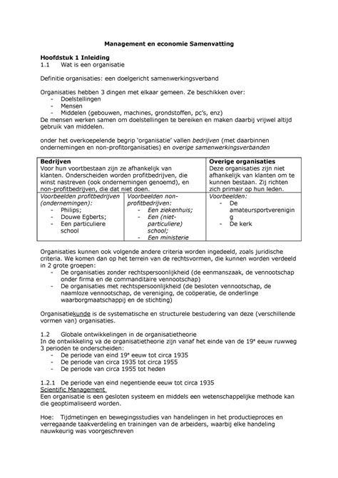 Samenvatting Inleiding Organisatiekunde Management En Economie