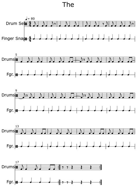 The Sheet Music For Drum Set Finger Snap