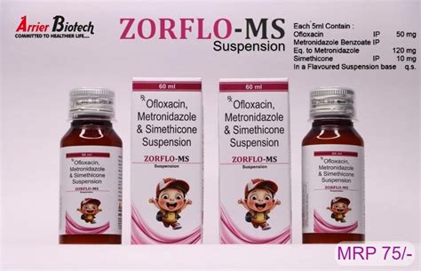 Ofloxacin 50mg Metronidazole 120mg Simethicone 10mg Syrup In All