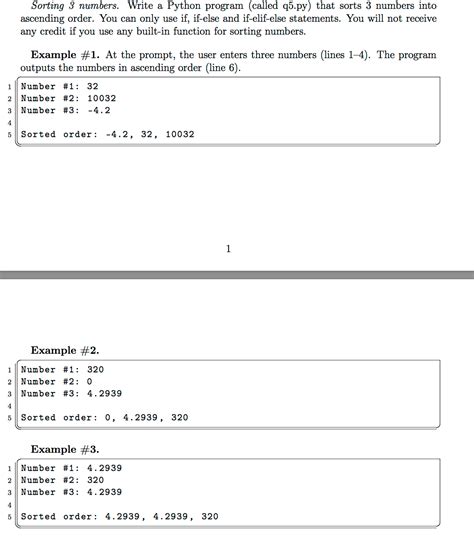 Solved Sorting Numbers Write A Python Program Called Chegg