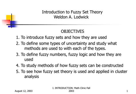 Ppt Introduction To Fuzzy Set Theory Weldon A Lodwick Powerpoint Presentation Id249055