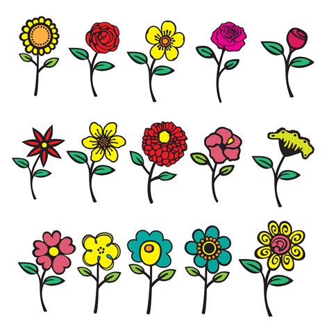 Set of hand drawn doodle flowers isolated on white background. 24609228 ...