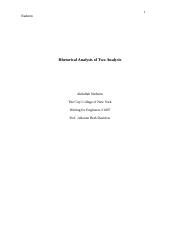 Rhetorical Analysis Of Two Analysis Reports Docx Nadeem