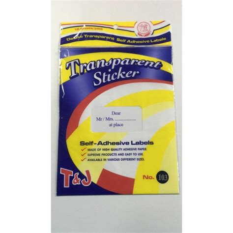Jual Label Tandj Transparent 103 Jakarta Barat Tjlabels Tokopedia