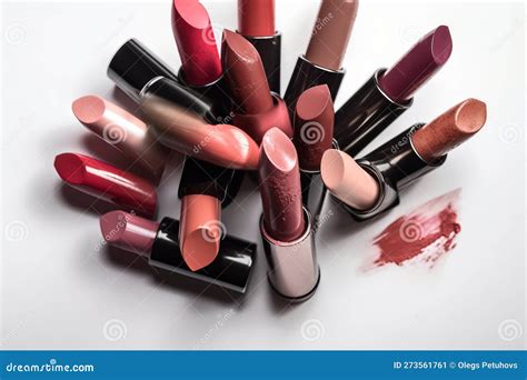 A Group Of Lipsticks Sitting Next To Each Other On A White Surface With