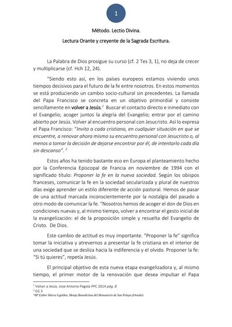 Pdf M Todo Lectio Divina Lectura Orante Y Creyente De La Tod