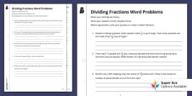 Dividing Fractions Word Problems Math Twinkl Usa